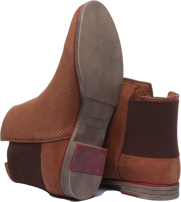 JUSTINREESS ENGLAND Womens Ankle Boots 5900 Leather Ankle Boot With Elastic Back In Brown