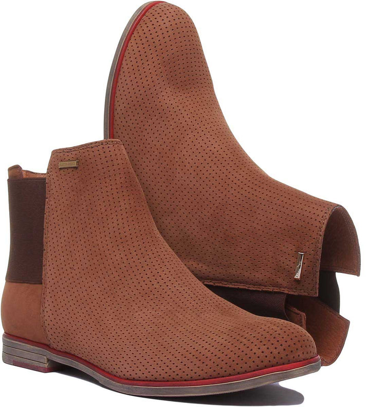 JUSTINREESS ENGLAND Womens Ankle Boots 5900 Leather Ankle Boot With Elastic Back In Brown