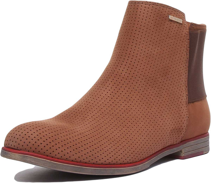 JUSTINREESS ENGLAND Womens Ankle Boots 5900 Leather Ankle Boot With Elastic Back In Brown
