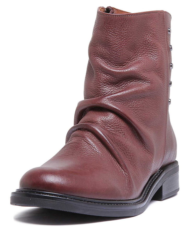 JUSTINREESS ENGLAND Womens Ankle Boots 6650 Flat Leather Boot With Zip At the Back In Brown