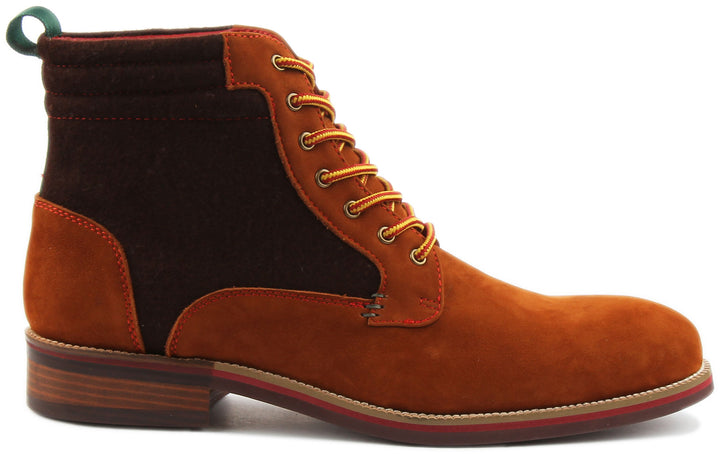 JUSTINREESS ENGLAND Mens Ankle Boots Marco Two Tone Lace Up Boot In Brown