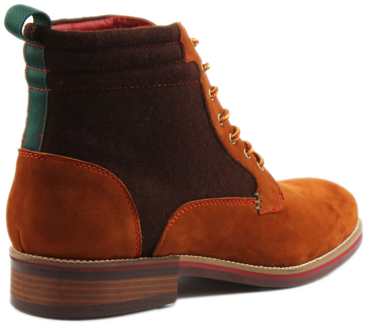 JUSTINREESS ENGLAND Mens Ankle Boots Marco Two Tone Lace Up Boot In Brown