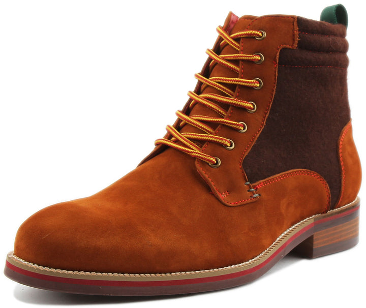 JUSTINREESS ENGLAND Mens Ankle Boots Marco Two Tone Lace Up Boot In Brown
