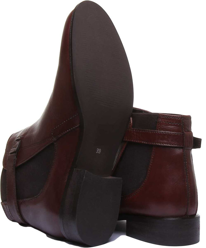 JUSTINREESS ENGLAND Womens Ankle Boots Beatrice Leather Ankle Boot With Buckle On The Side In Dark Brown