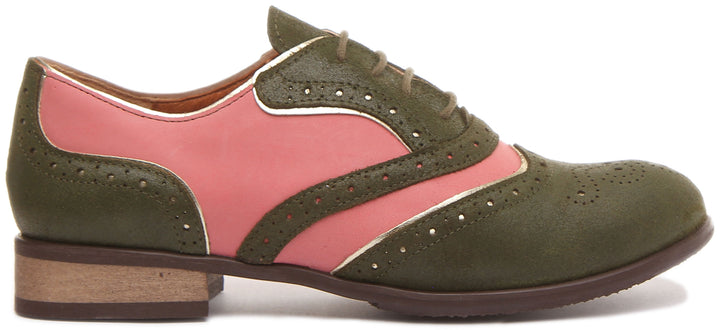 JUSTINREESS ENGLAND Womens Shoes Roxana Lace up Soft Leather Brogue Shoes in Green