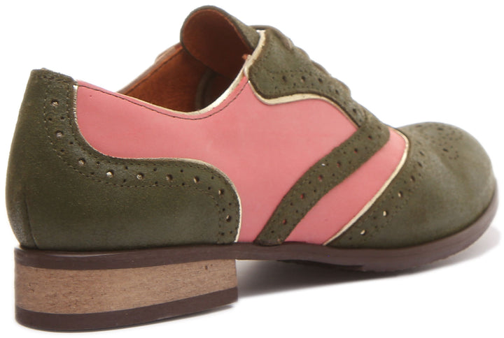 JUSTINREESS ENGLAND Womens Shoes Roxana Lace up Soft Leather Brogue Shoes in Green