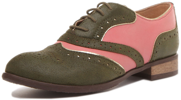 JUSTINREESS ENGLAND Womens Shoes Roxana Lace up Soft Leather Brogue Shoes in Green