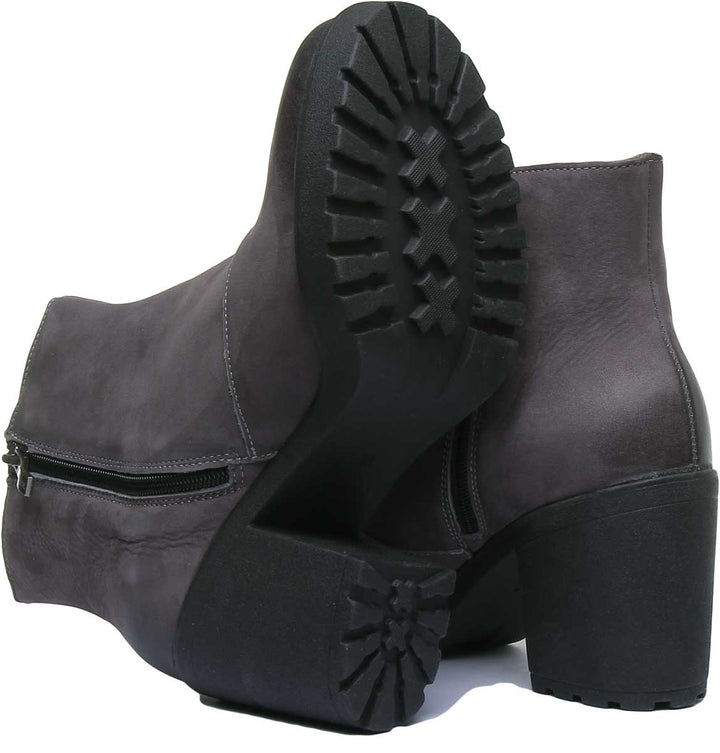 JUSTINREESS ENGLAND Womens Ankle Boots 3100 Heeled Leather Chelsea Boot In Grey