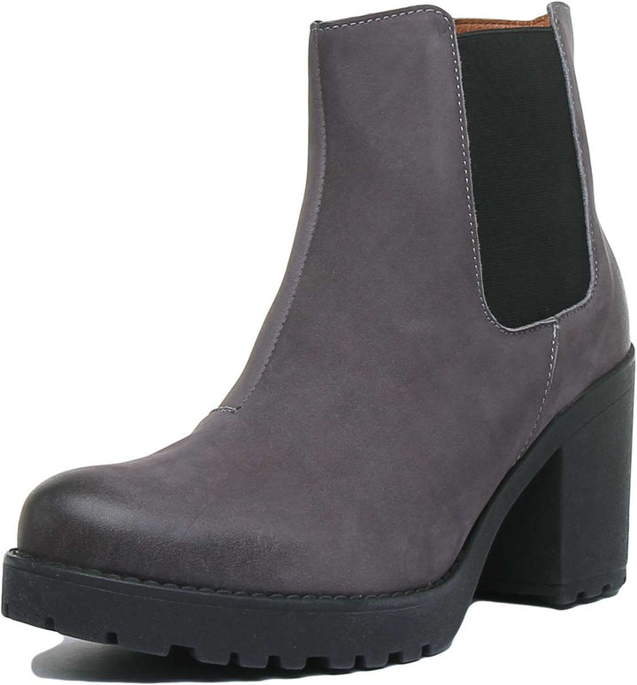 JUSTINREESS ENGLAND Womens Ankle Boots 3100 Heeled Leather Chelsea Boot In Grey