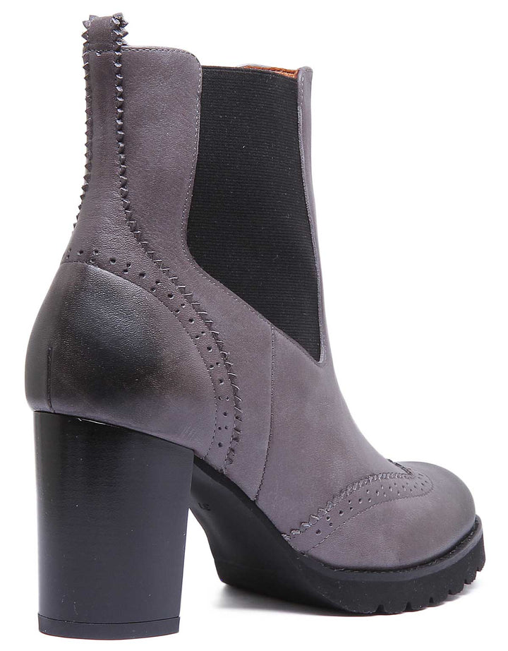 JUSTINREESS ENGLAND Womens Ankle Boots Alice Heeled Leather Chelsea Boot In Grey