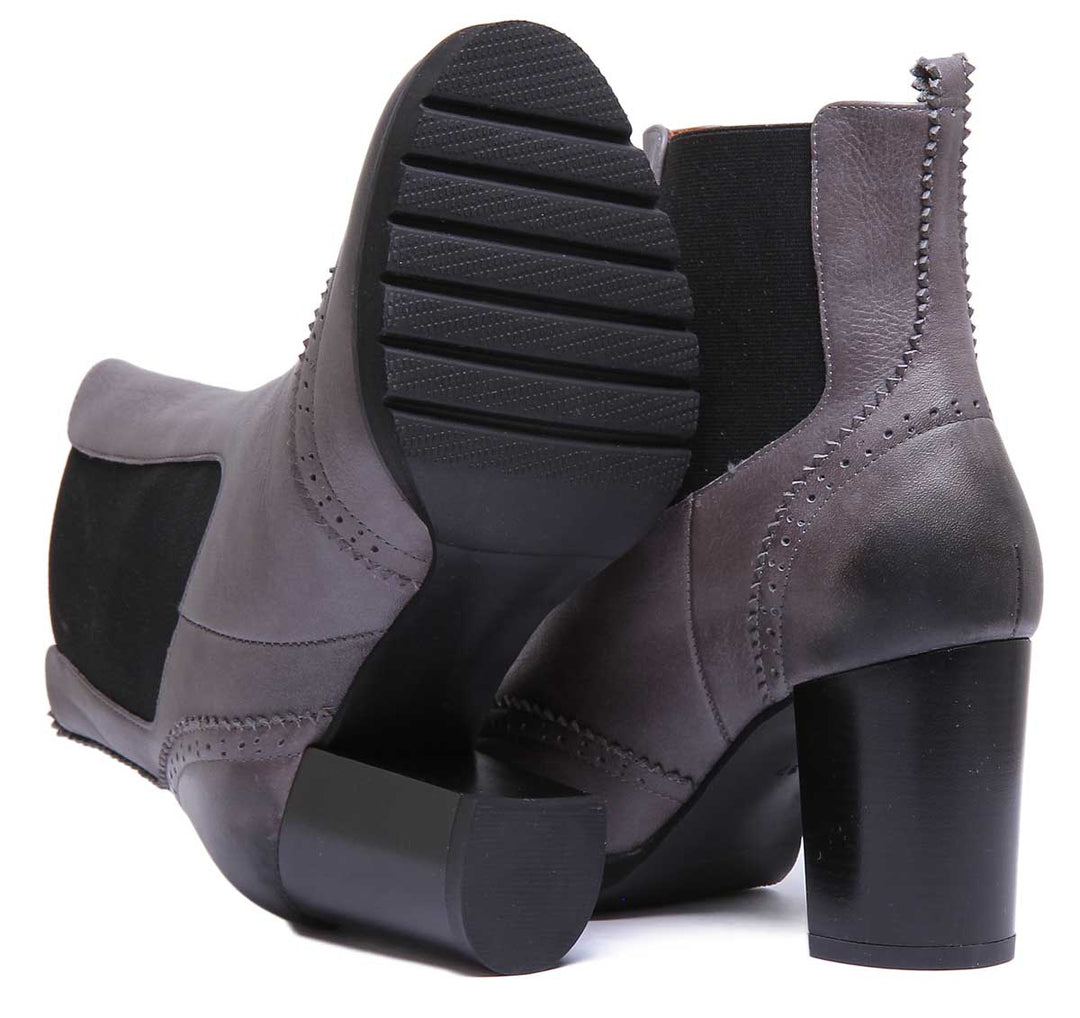 JUSTINREESS ENGLAND Womens Ankle Boots Alice Heeled Leather Chelsea Boot In Grey