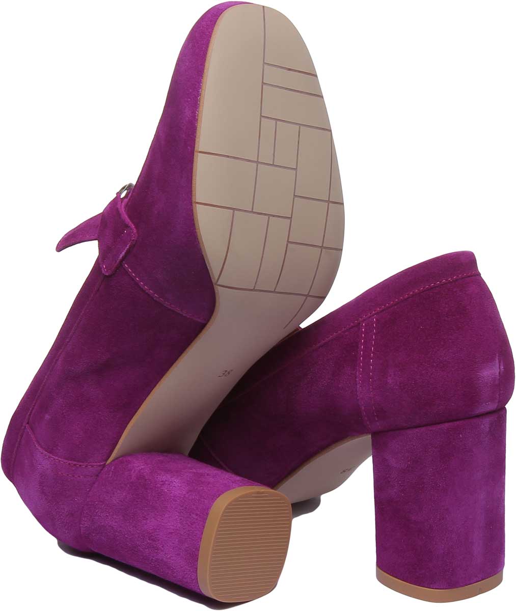JUSTINREESS ENGLAND Womens Heel Shoes Alice Block Heel Leather Shoe In Lilac