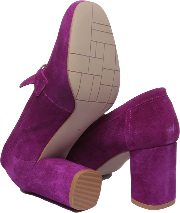 JUSTINREESS ENGLAND Womens Heel Shoes Alice Block Heel Leather Shoe In Lilac