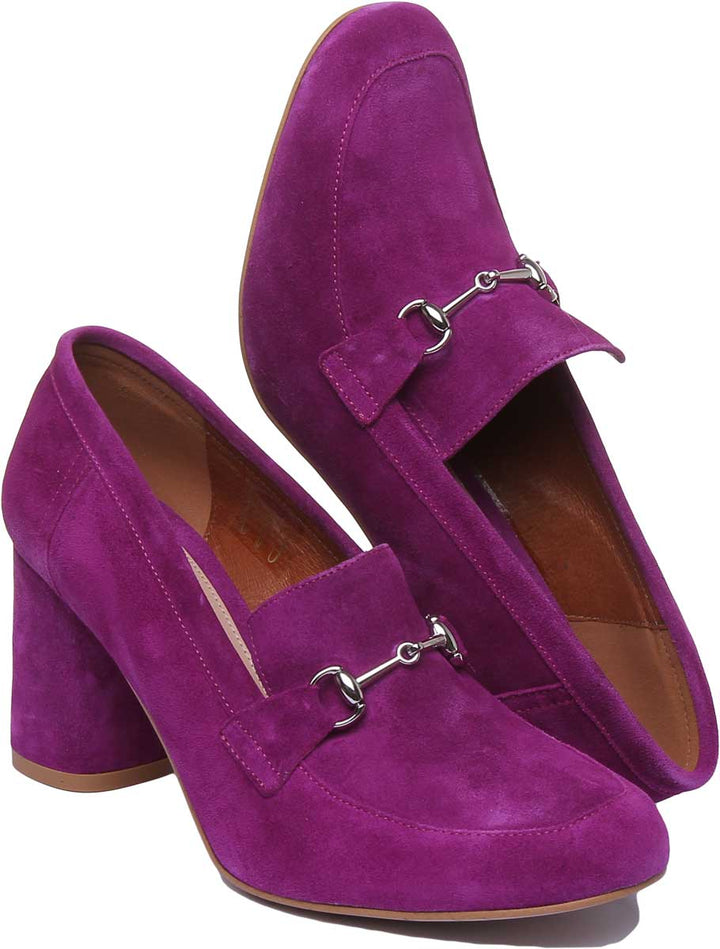 JUSTINREESS ENGLAND Womens Heel Shoes Alice Block Heel Leather Shoe In Lilac