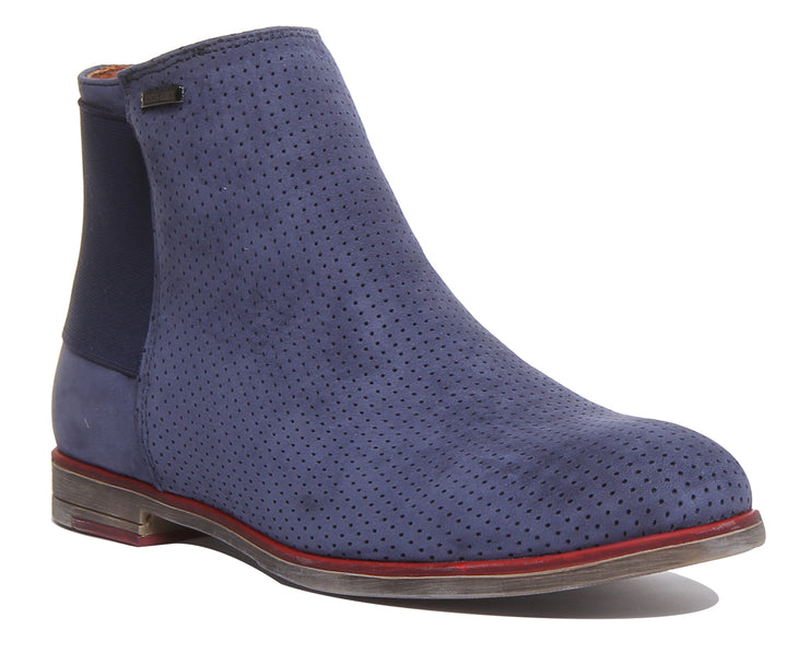 JUSTINREESS ENGLAND Womens Ankle Boots 5900 Leather Ankle Boot With Elastic Back In Navy
