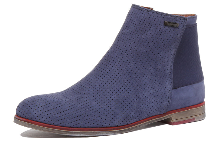 JUSTINREESS ENGLAND Womens Ankle Boots 5900 Leather Ankle Boot With Elastic Back In Navy