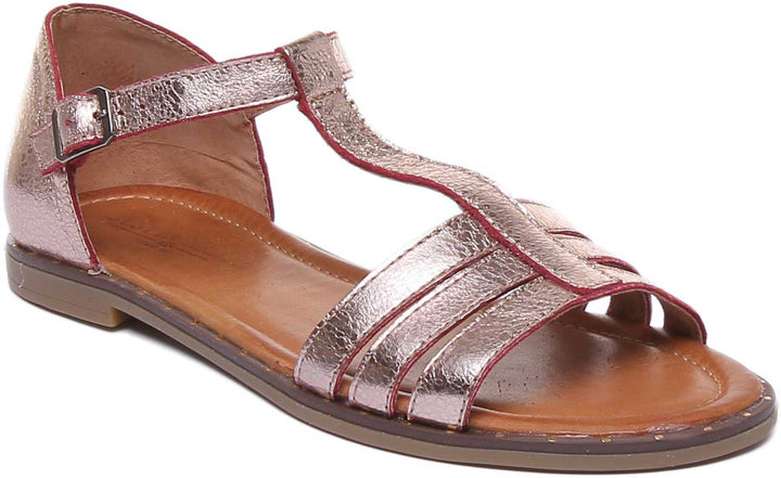 JUSTINREESS ENGLAND Womens Sandals Naomi Leather Strappy Sandal In Rose