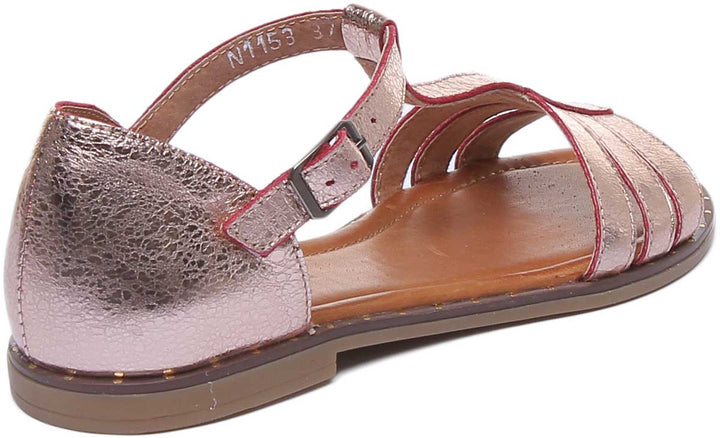 JUSTINREESS ENGLAND Womens Sandals Naomi Leather Strappy Sandal In Rose