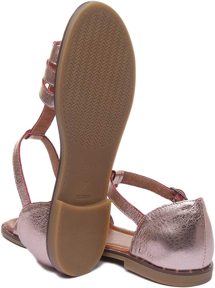 JUSTINREESS ENGLAND Womens Sandals Naomi Leather Strappy Sandal In Rose