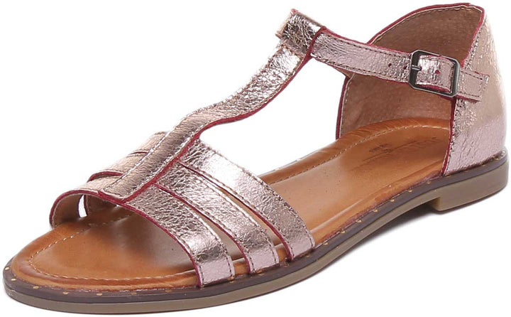 JUSTINREESS ENGLAND Womens Sandals Naomi Leather Strappy Sandal In Rose