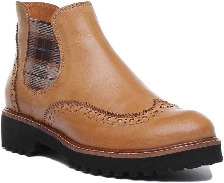 JUSTINREESS ENGLAND Womens Ankle Boots Harriet Leather Chelsea Boot In Tan