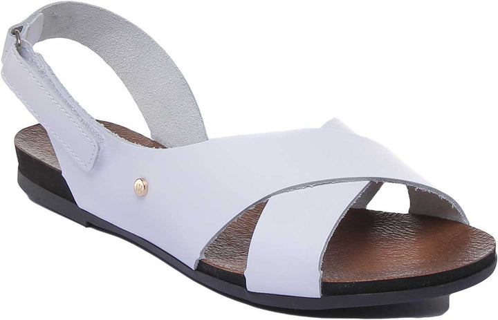 JUSTINREESS ENGLAND Womens Sandals 7600 Leather Buckle Sandal In White