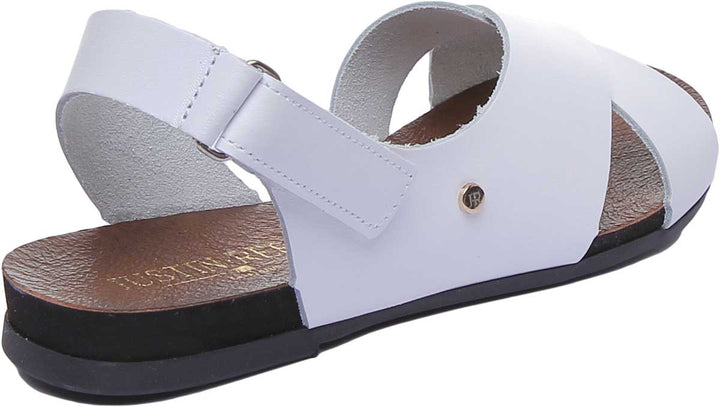 JUSTINREESS ENGLAND Womens Sandals 7600 Leather Buckle Sandal In White