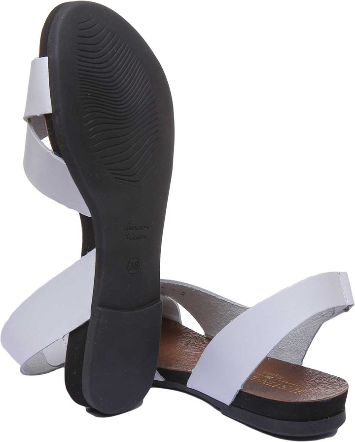 JUSTINREESS ENGLAND Womens Sandals 7600 Leather Buckle Sandal In White
