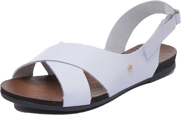 JUSTINREESS ENGLAND Womens Sandals 7600 Leather Buckle Sandal In White