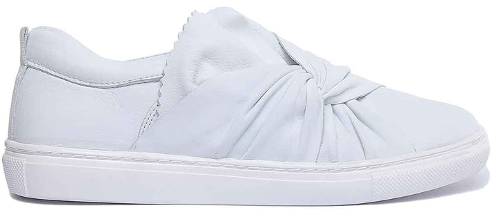 JUSTINREESS ENGLAND Womens Casual Shoes Lauren Side Bow Slip On Shoe In White