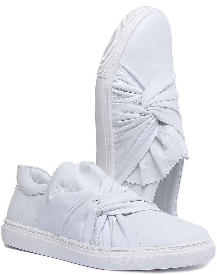 JUSTINREESS ENGLAND Womens Casual Shoes Lauren Side Bow Slip On Shoe In White