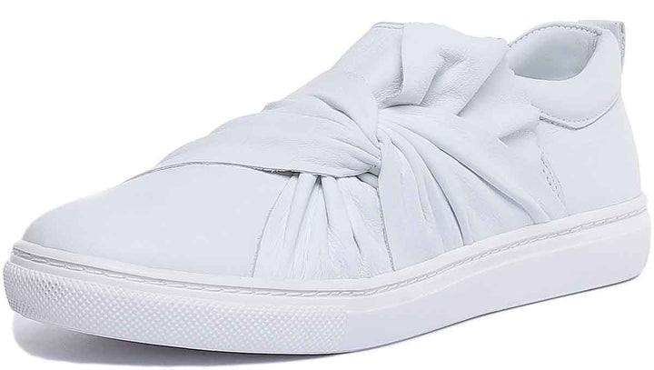 JUSTINREESS ENGLAND Womens Casual Shoes Lauren Side Bow Slip On Shoe In White