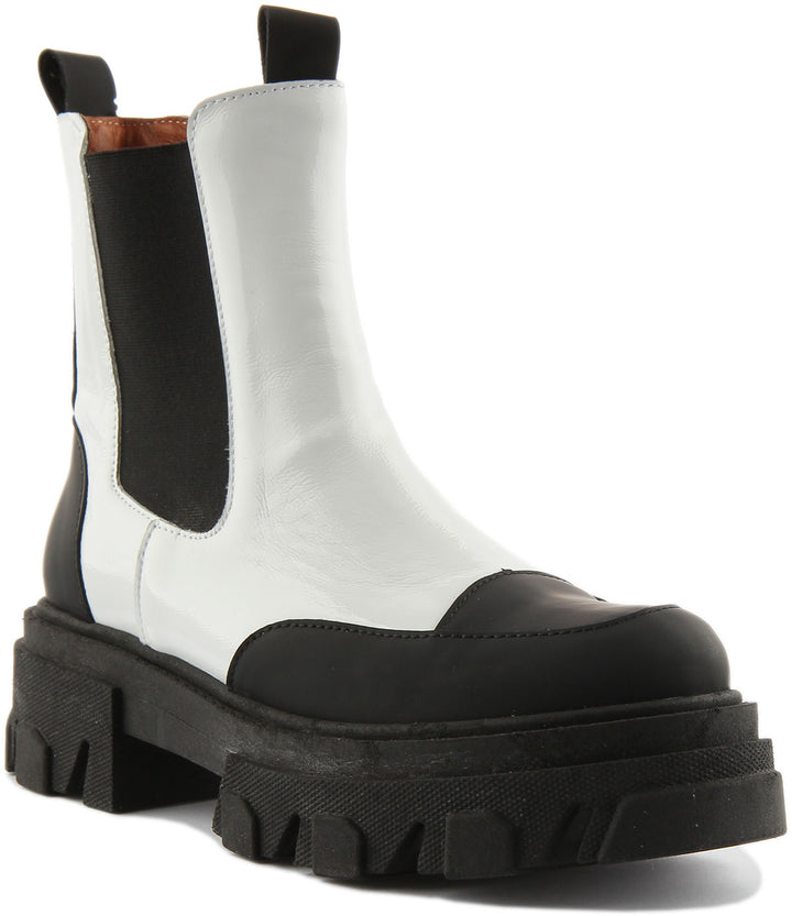 Justinreess England Shoes Meadow Chunky Chelsea Boot In White Black