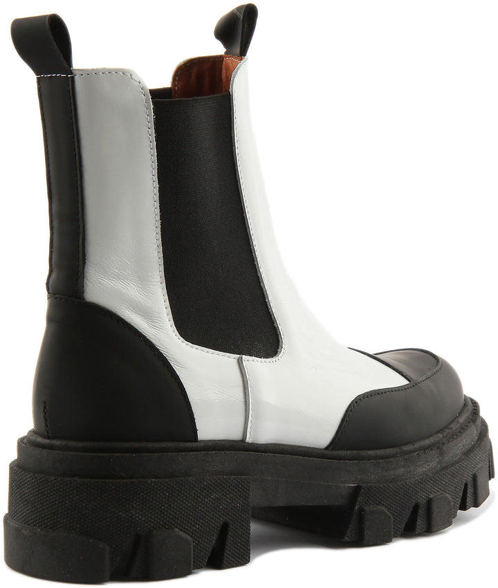 Justinreess England Shoes Meadow Chunky Chelsea Boot In White Black
