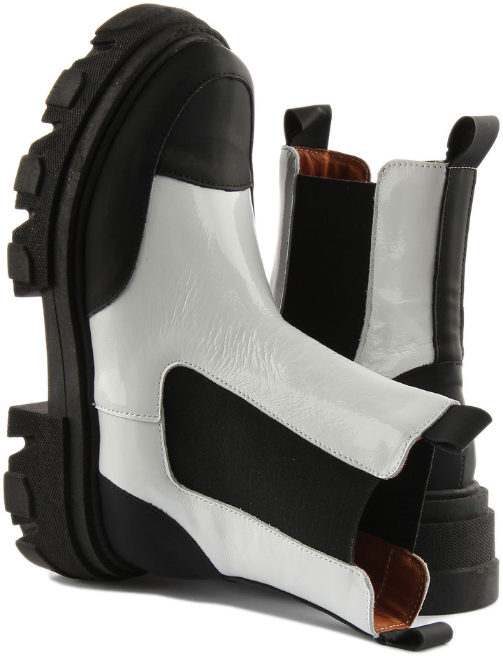 Justinreess England Shoes Meadow Chunky Chelsea Boot In White Black