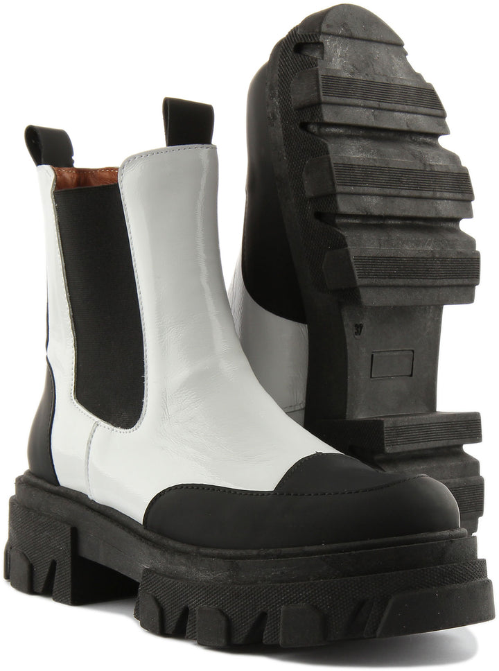 Justinreess England Shoes Meadow Chunky Chelsea Boot In White Black