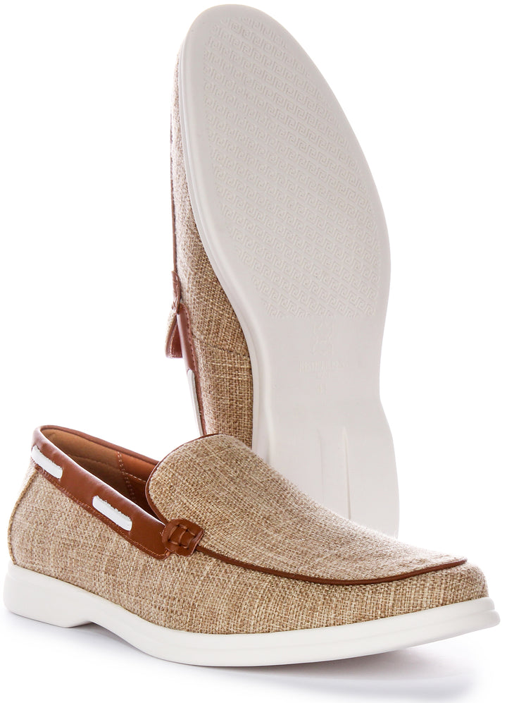 Charles Yacht Fabric Loafer In Beige