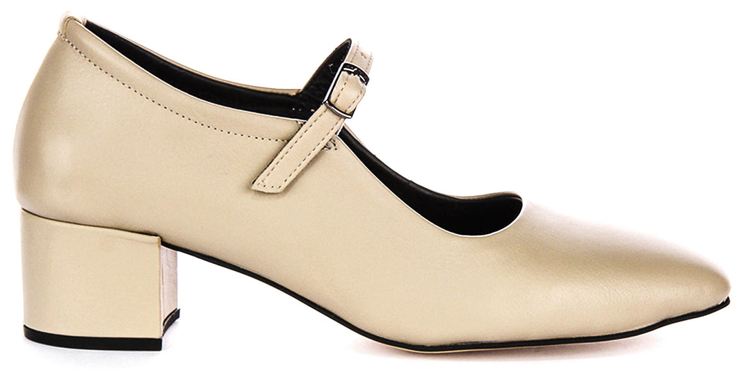 Kamila Mary Jane In Beige Soft Leather