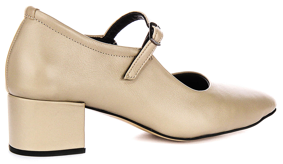 Kamila Mary Jane In Beige Soft Leather