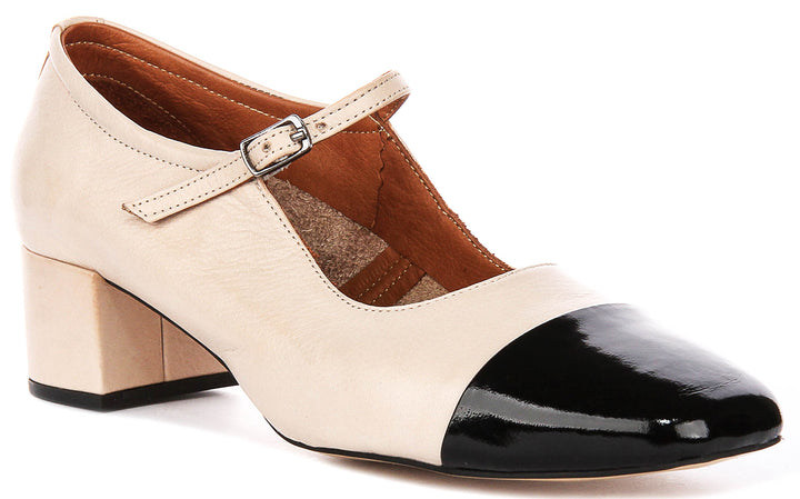 Kamila 2 MAry Jane Heel In Beige Black