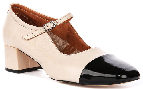 Kamila 2 MAry Jane Heel In Beige Black