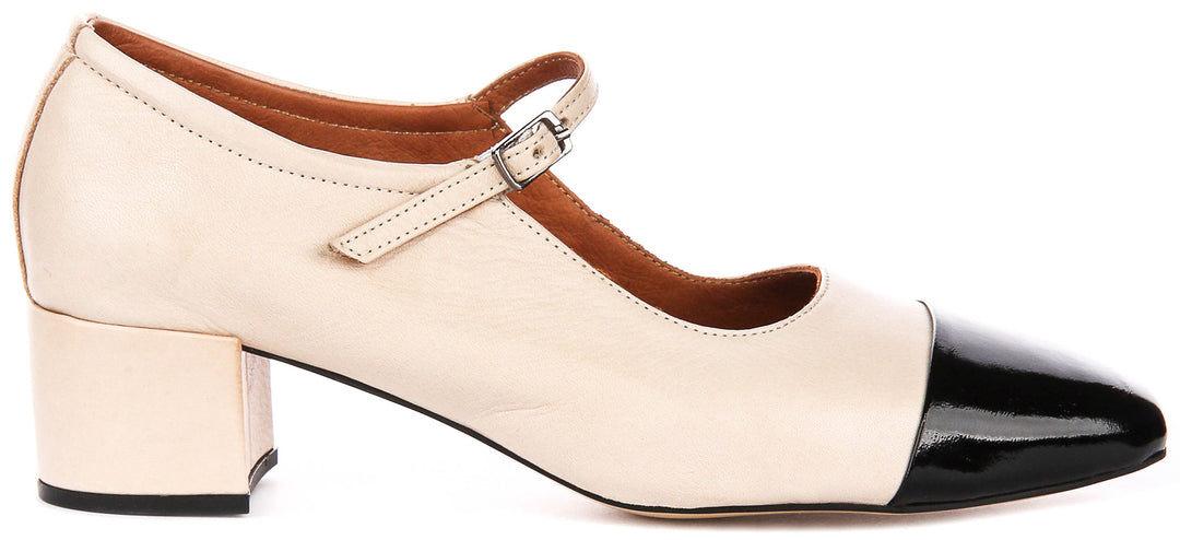 Kamila 2 MAry Jane Heel In Beige Black