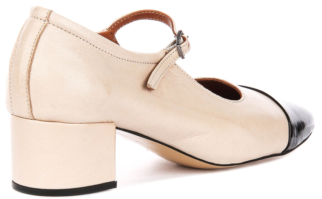 Kamila 2 MAry Jane Heel In Beige Black