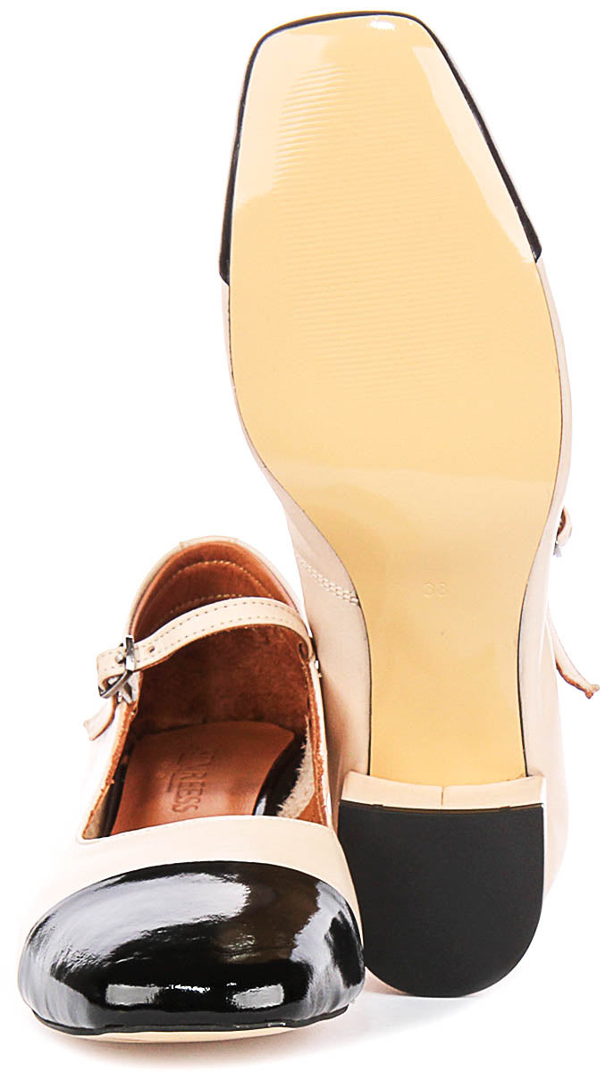 Kamila 2 MAry Jane Heel In Beige Black
