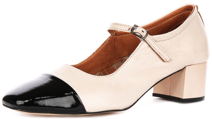 Kamila 2 MAry Jane Heel In Beige Black