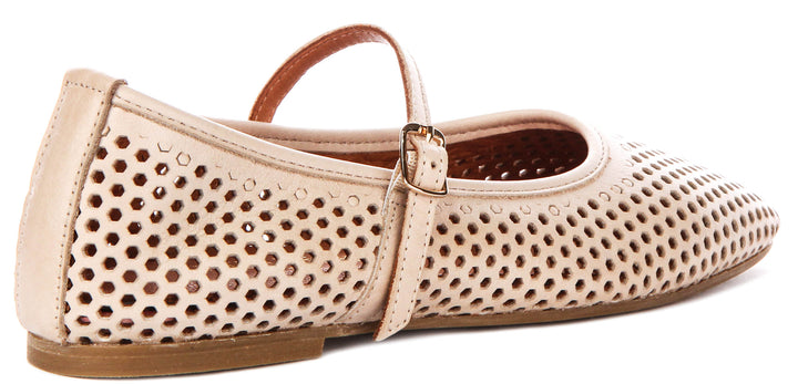 Heidi Perforated Mary Jane In Beige