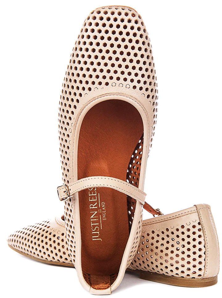 Heidi Perforated Mary Jane In Beige