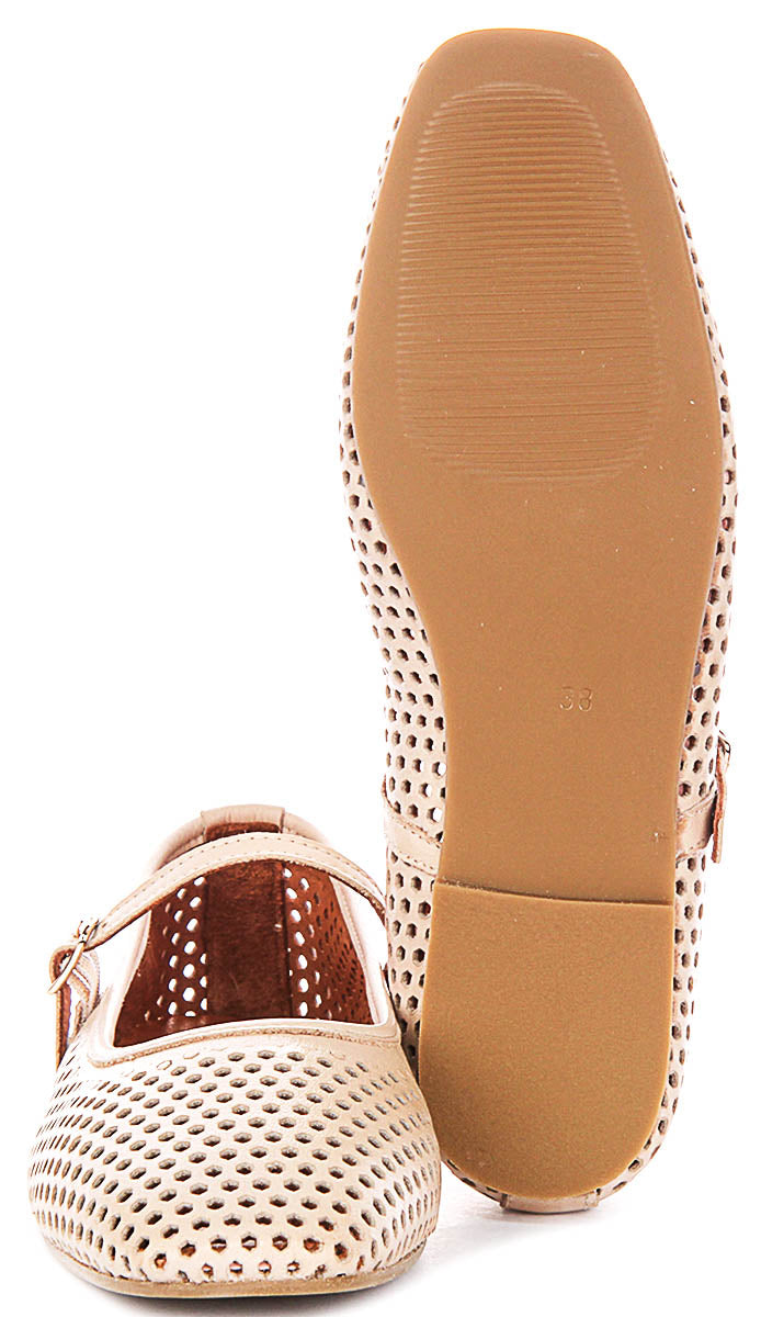 Heidi Perforated Mary Jane In Beige