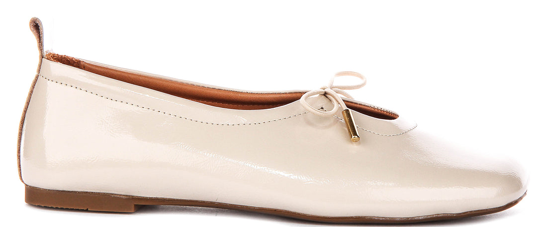 Lara Square toe Ballerina In Beige