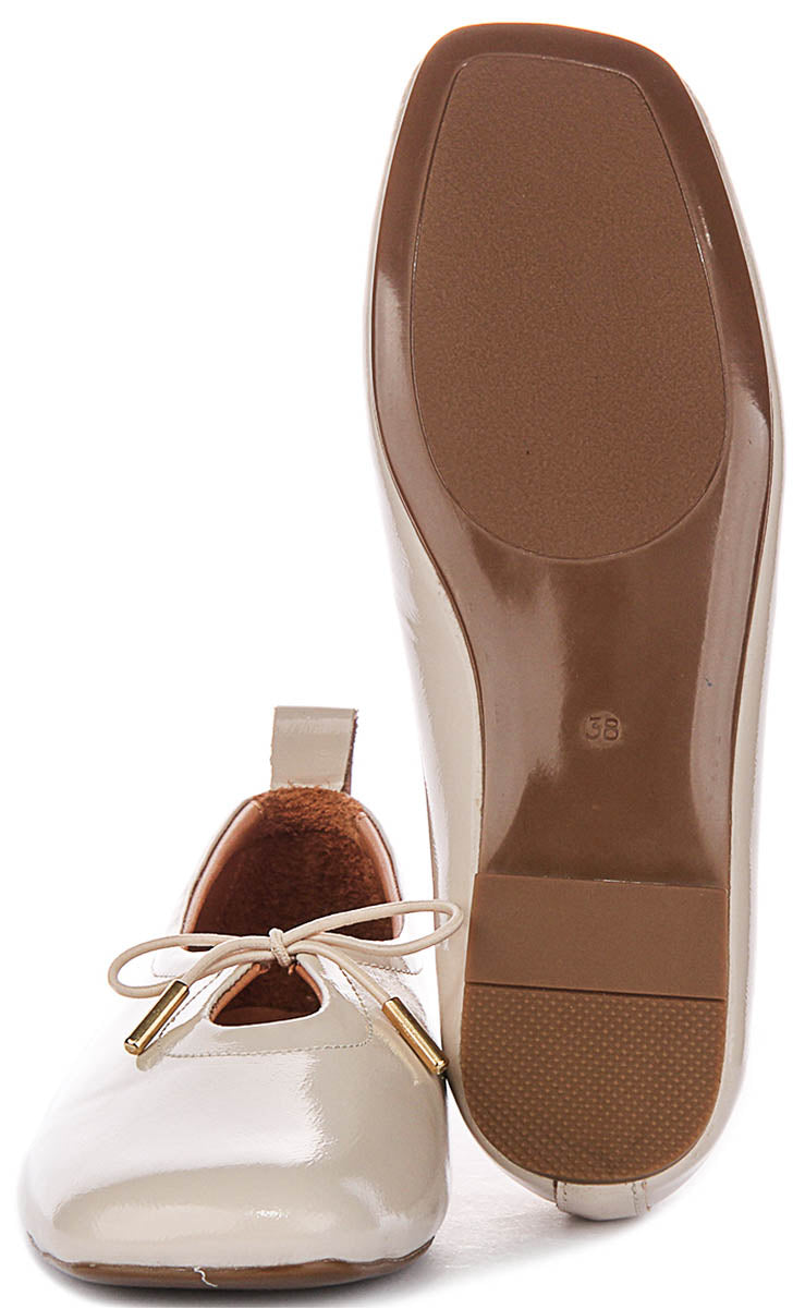 Lara Square toe Ballerina In Beige
